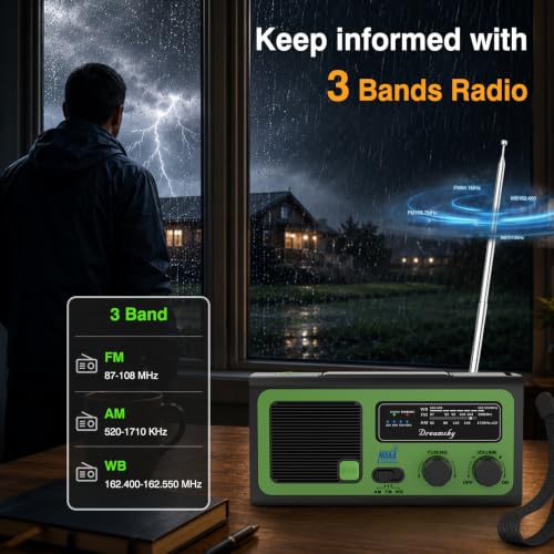 Dreamsky NOAA Emergency Radio Weather Alert with Hand Crank Solar - Image 8