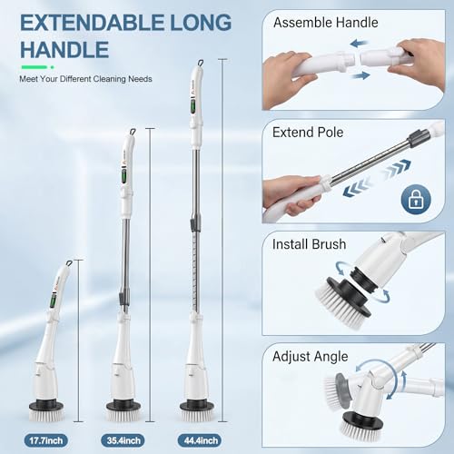 Cordless Electric Spin Scrubber with Extendable Long Handle - Image 5