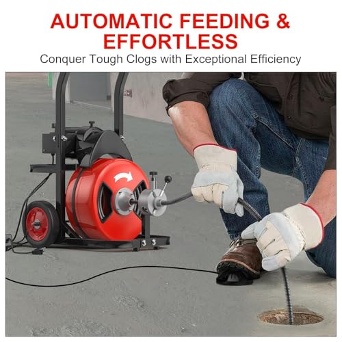 Electric Drain Auger, 50FT 1/2 Inch Auto Feed Drain - Image 7