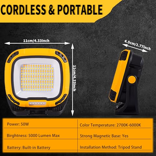 2 Pack Magnetic Work Light Rechargeable 5000 Lumens, 4 | Home Repair - Image 7
