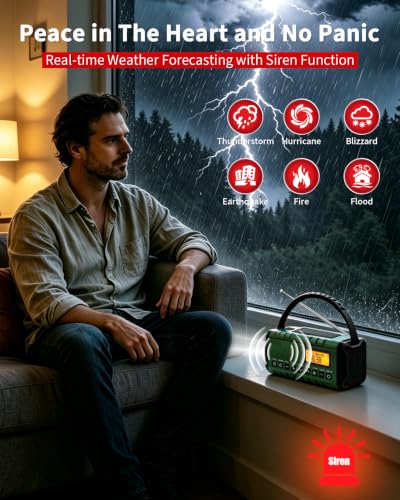 Hand Crank Emergency Radio Am Fm-10000mAh/37000mWh NOAA Weather - Image 5