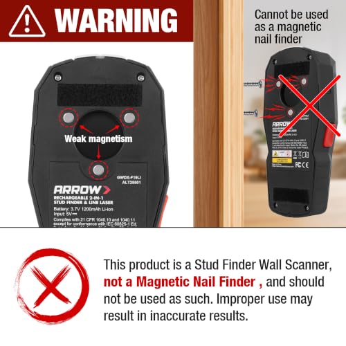 ARROW 2-in-1 Stud Finder with Laser Level, Rechargeable | Home Repair - Image 4