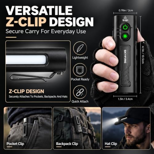 SKYFIRE EDC Magnetic Rechargeable Flashlight with UV Light & - Image 5