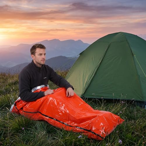 6 Pack Emergency Survival Sleeping Bags, Orange Thermal - Image 5
