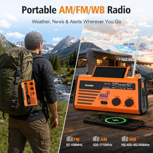 Peakeep NOAA Emergency Weather Radio Alert with Crank Solar - Image 7