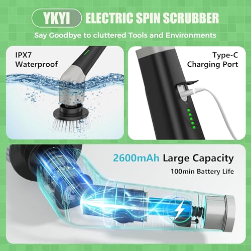 YKYI Electric Spin Scrubber, Cordless Power Cleaning Brush - Image 5