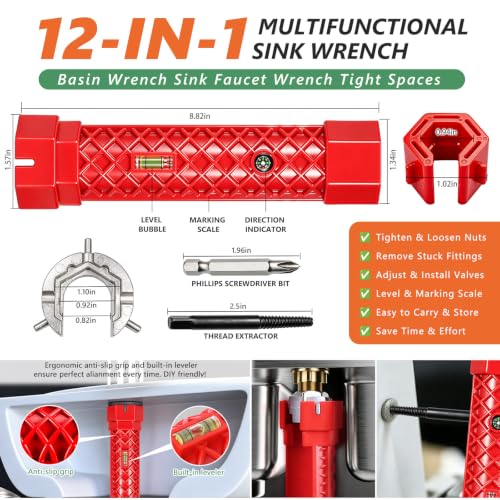 12Pcs Plumbing Tool Kit: Sink Wrench, Drain Snake & | Hand Tools - Image 3