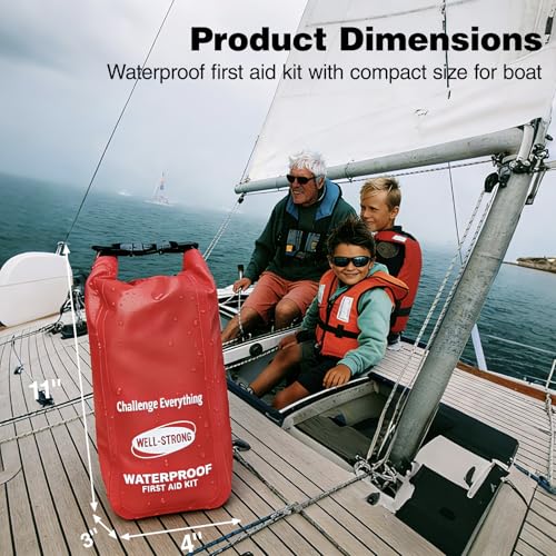 123pcs Waterproof Boat First Aid Kit with Survival Tools Red - Image 5