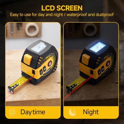 2-in-1 Laser Tape Measure, 197Ft Rechargeable Laser - Image 4
