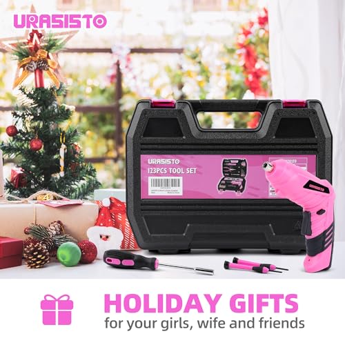 123 Piece Pink Household Tool Set with 3.6V USB Electric | Hand Tools - Image 8