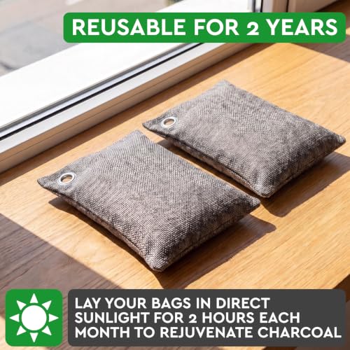 Activated Charcoal Odor Absorber for Strong Odors in Car, Closet, Shoe, Basement. 10 Activated Charcoal Bags Odor Absorbers for Home. Bamboo Charcoals Air Purifying Bag Charcoals D - Image 3