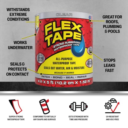 Flex Tape Strong Rubberized Waterproof Tape, Clear - Image 3