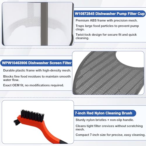 W10872845 & WPW10463906 Dishwasher Pump Filter Replacement - Image 4