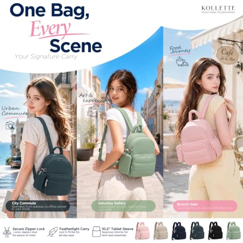 Mini Backpack for Women, Anti Theft Small Daypack Travel Khaki - Image 4