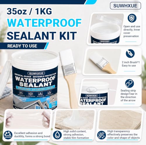 Clear Waterproof Sealant, SUWHXUE 35oz/1KG Water-Based | Home Repair - Image 7