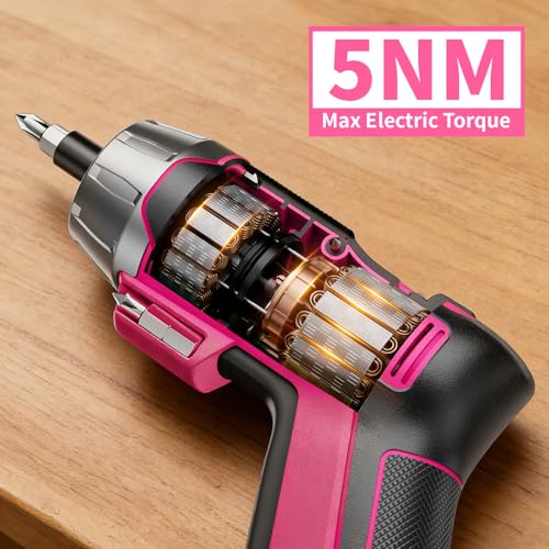 4V Cordless Electric Screwdriver Set, 29-Piece, Pink - Image 5