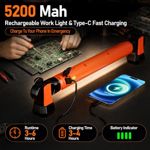 Magnetic Rechargeable LED Work Light Bar, 3000LM with Motion - Image 5