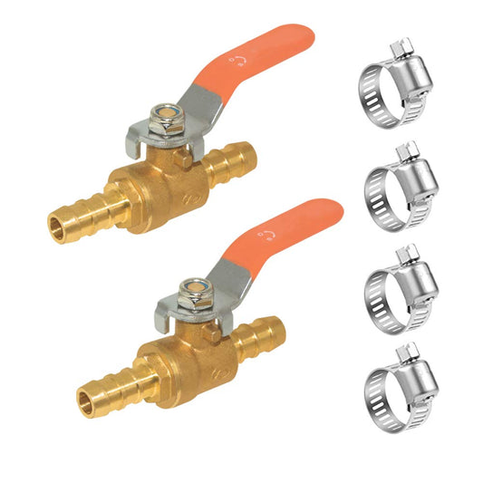 Hooshing 2 Pack 3/8" Hose Barb Brass Mini Ball Valve Shut | Hand Tools - Image 1