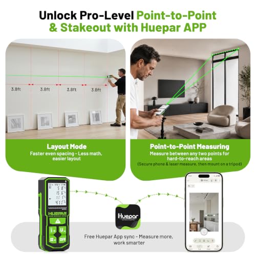 Huepar Bluetooth Green Laser Measuring Tool 330FT, S100-G-BT - Image 3