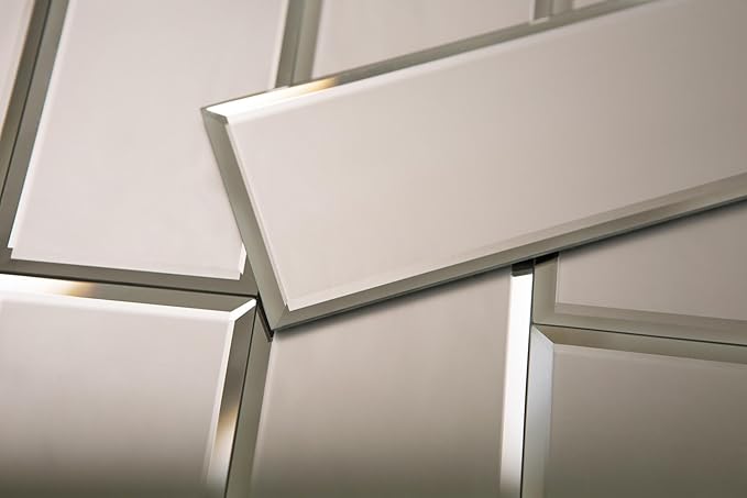 3" X 10" Gold Matte Peel & Stick Glass Mirror Subway Backsplash Kitchen Bathroom Beveled Edge Self Adhesive Tile (10 Pcs 2 Sq.ft)