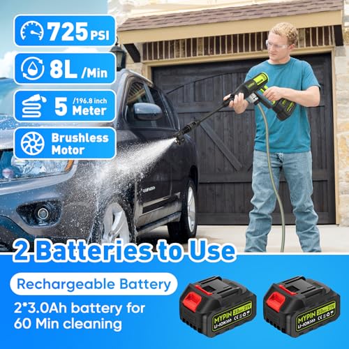 LCD Display Portable Cordless 725 PSI Pressure Washer - Image 3