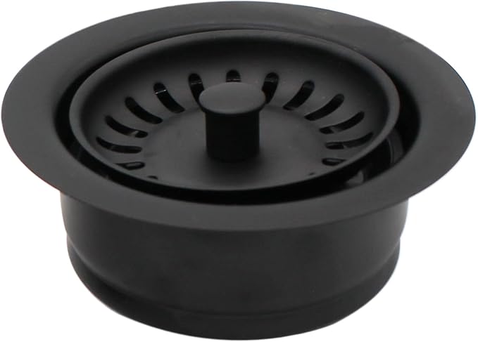 Westbrass A2089SEV-62 3-1/2" Kitchen Sink Waste Disposal Drain Flange and Basket Strainer, Matte Black