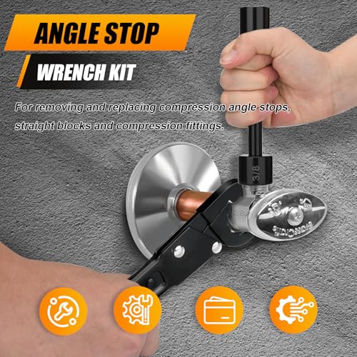 Angle Stop Wrench Kit, 5/8-15/16 in Jaw, 3/8 & 1/2 in Tool, Black - Image 4
