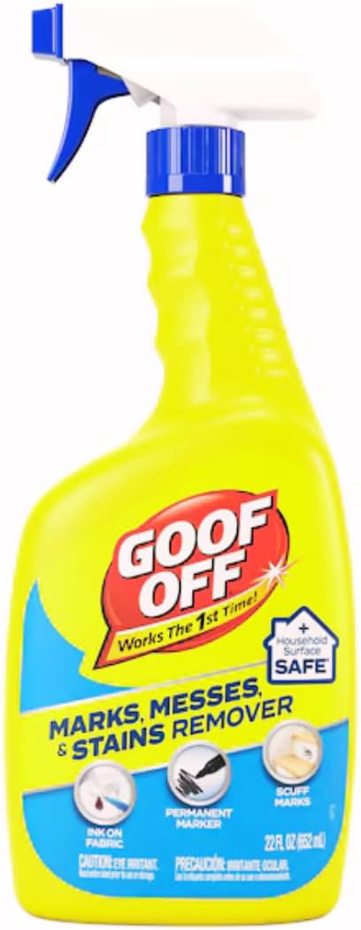 Liquid Cleaner for Marks, Messes & Stains – 22 oz | Removes Adhesives, Stickers, Paint & Tough Residue | Heavy-Duty Multi-Surface Cleaner for Home & Garage