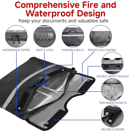 Fireproof Document Bag with Lock, 15x12 in Waterproof for Cash - Image 5