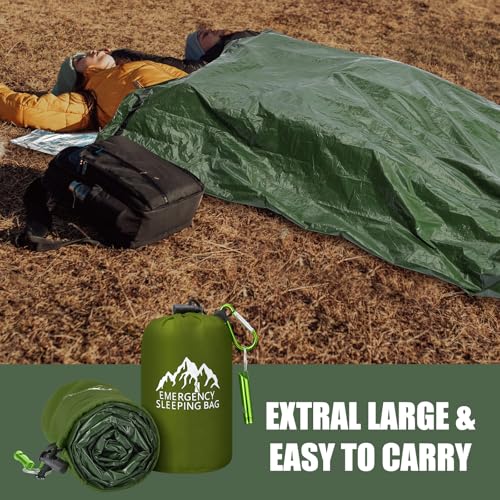 6 Pcs XL Emergency Sleeping Bag Waterproof Bivy Sack Whistle - Image 4