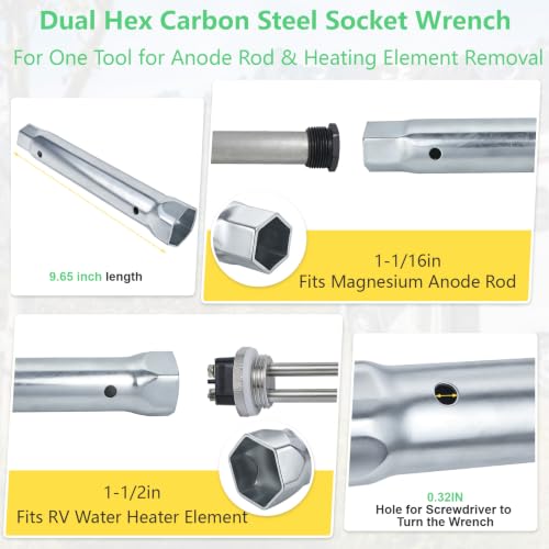 RV Water Heater Anode Rods,520900 Heating Element & Flush - Image 6