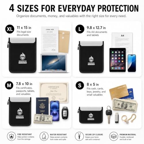 Andyer 4 Pack Fireproof Document Bags (5200℉), Waterproof - Image 3