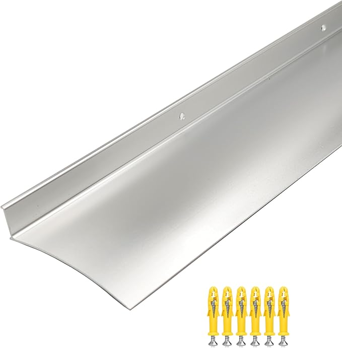 Heavy-Duty 5.12" W 55.1" L Door Rain Drip Guard Overhead,Aluminum Drip Cap for Exterior Doors Window Top,Rain Drip Edge Flashing,Water Deflector,Rain Diverter,Anodized Silver 1PCS