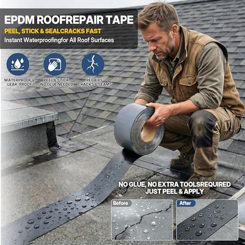 32.8ft X 4in EPDM Rubber Roofing Seam Tape, Self Adhesive - Image 4