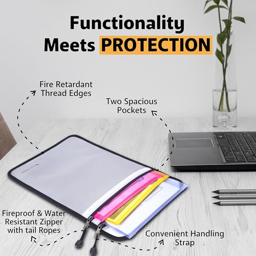 Upgraded Two Pockets Fireproof Document Bag (2000℉), 15”x - Image 5