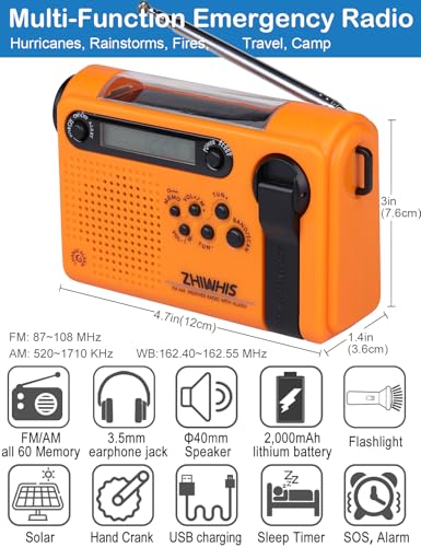 ZHIWHIS Emergency Radio with Alerts, NOAA Weather/AM/FM - Image 3