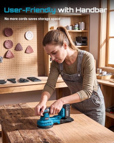 6-in-1 Muti-Sander 5” Random Orbit Sander Cordless, 2Pcs - Image 3