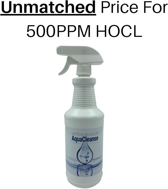 Hypochlorous Acid Spray - 500PPM 32oz Bottle For Cleaning - Dental & Medical Professionals Choice - All Natural HOCL Surface Cleaner - ULV Fogger Solution - Convenient Spray Bottle | Made In USA