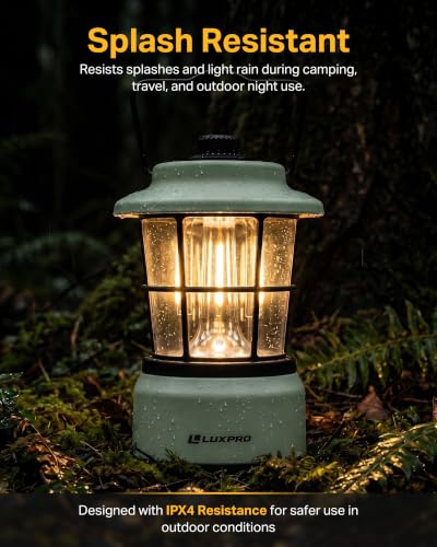 LUXPRO Rechargeable Retro Lantern LED Camping Lantern, Sage Green - Image 5