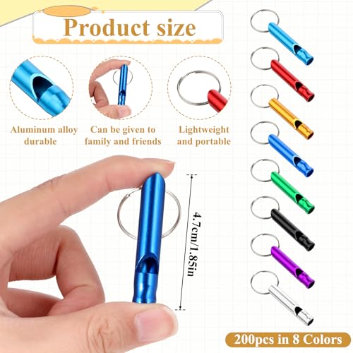 200 Pcs Emergency Whistles with Keychains, 108db Survival Whistle - Image 3