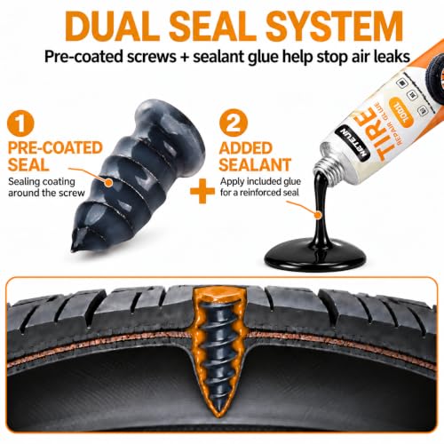 40 PCS Quick Fix Screw-in Tire Plug Kit with 2 Tubes - Image 3