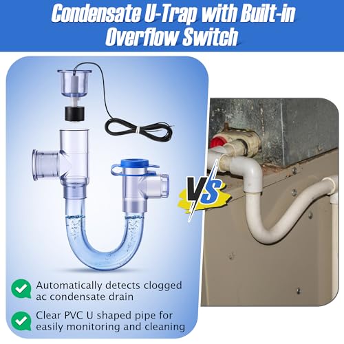 2 Pack 3/4" Condensate Trap with Built in Overflow Switch, Clear - Image 3