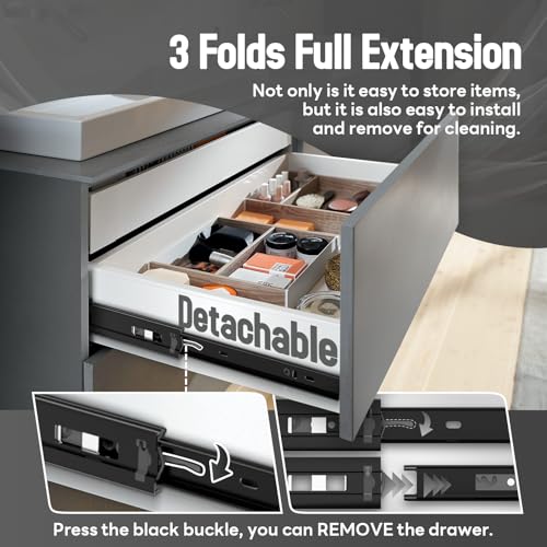 1 Pair 12 inch Soft Close Drawer Slides Side Mount Rails - Image 6