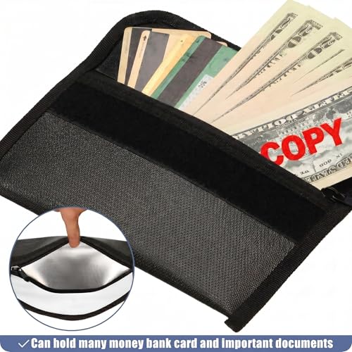 Leinuosen 6 Pack Fireproof Money Bag 8 x 5 Inch,Black and Silvery - Image 5