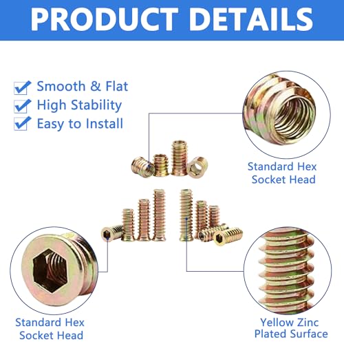 Threaded Inserts 170 PCS, 10 Sizes Assortment Kit for Wood - Image 6
