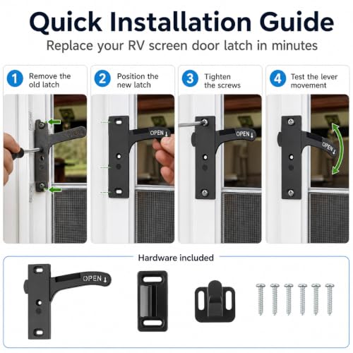 RV Screen Door Latch Right Hand, Replacement Handle Kit - Image 7