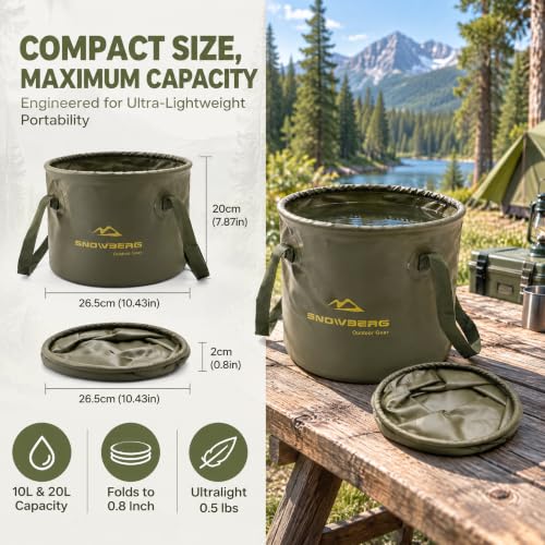 Collapsible Bucket for Camping, 10L & 20L Portable | Travel Essentials - Image 4