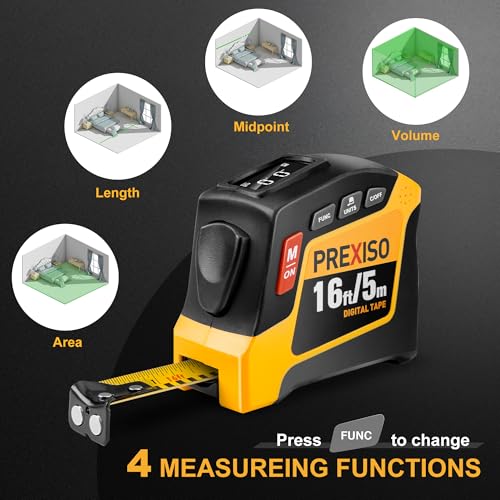 PREXISO 2-in-1 Digital Tape Measure, 16Ft Rechargeable Measuring - Image 6