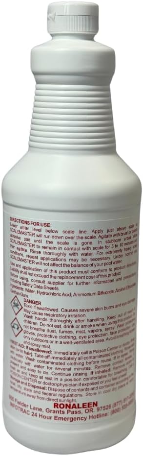 10-1350 Pool Tile Cleaner – Powerful Scale, Calcium & Stain Remover for Swimming Pools & Spas - 32 Oz (2)