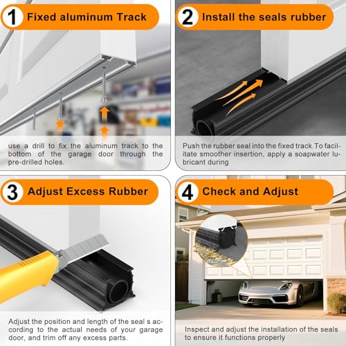 Garage Door Bottom Seal 16 ft, with Aluminum Track Retainer Kit - Image 7